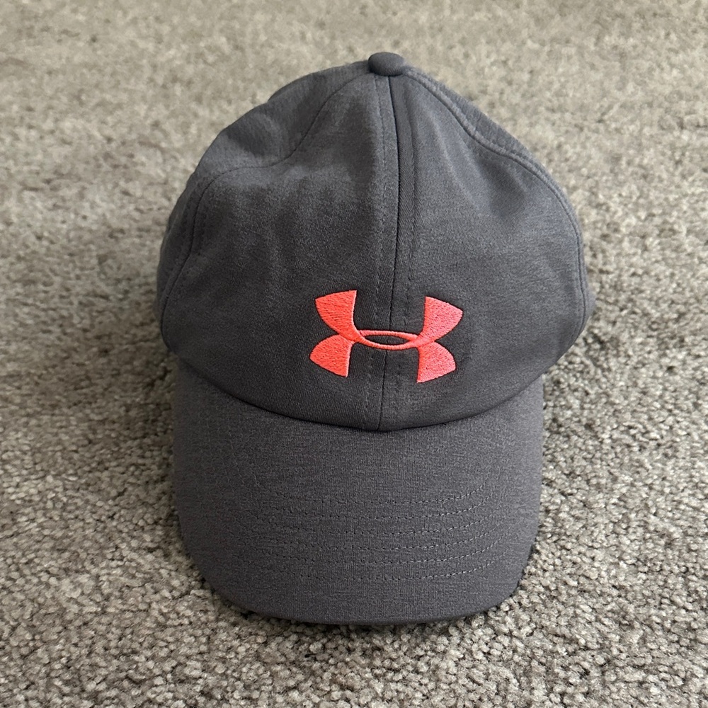 Under Armour Dark Gray Cap with Bright Pink Logo